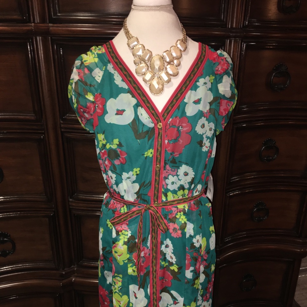 NY&C Green Floral Polyester Dress
